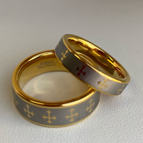 8mm Cross Design Tungsten Wedding Band Unisex